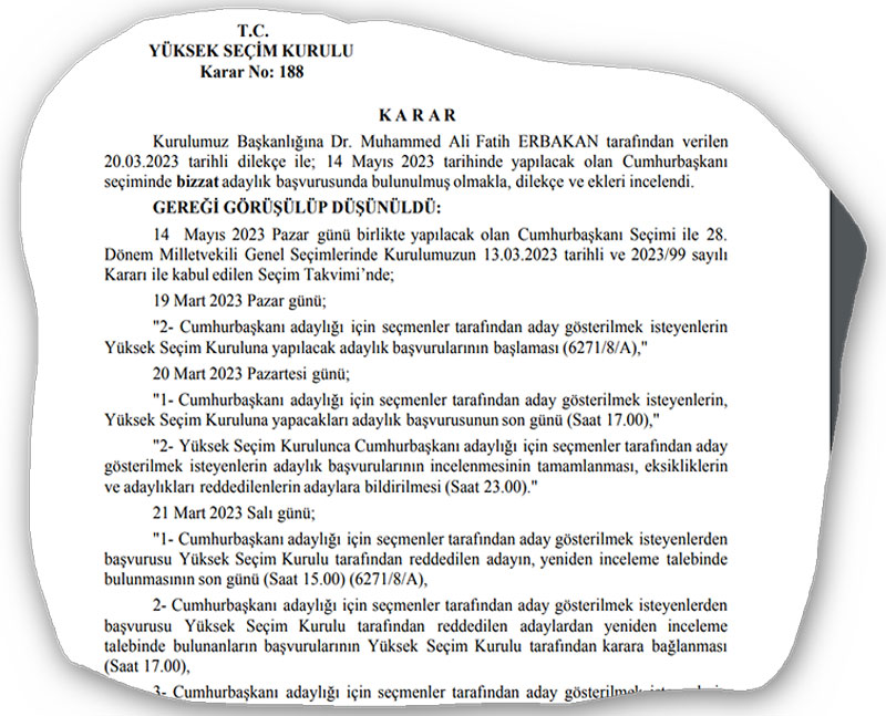 YSK Fatih Erbakan kararı, 21 Mart 2023