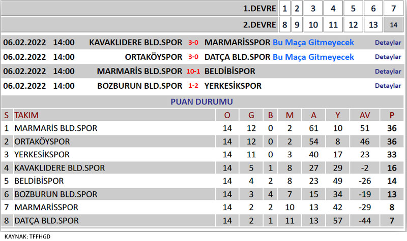 3. Lig Puan Tablosu