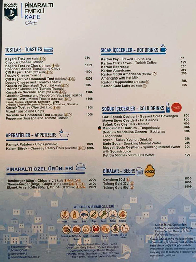 Pînaraltı Emekli Kafe fiyat tarifesi