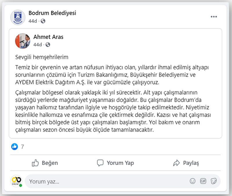 Belediyeden yollarla ilgili açıklama, Nisan 2021