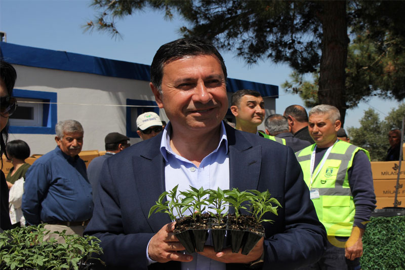 142 bin yazlık sebze fidesi hibe edildi, Nisan 2022, Ahmet Araa Bodrum Bbelediye Başkanı