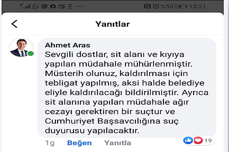 Bodrum Belediye Başkanı Ahmet Aras'ın paylaşımı