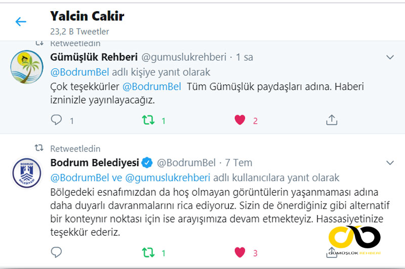 Bodrum Belediyesi'nin yanıtı - 09.07.2020 - Twitter 1