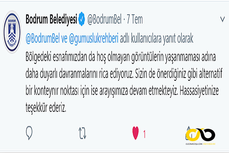 Bodrum Belediyesi çöp yanıtı 1