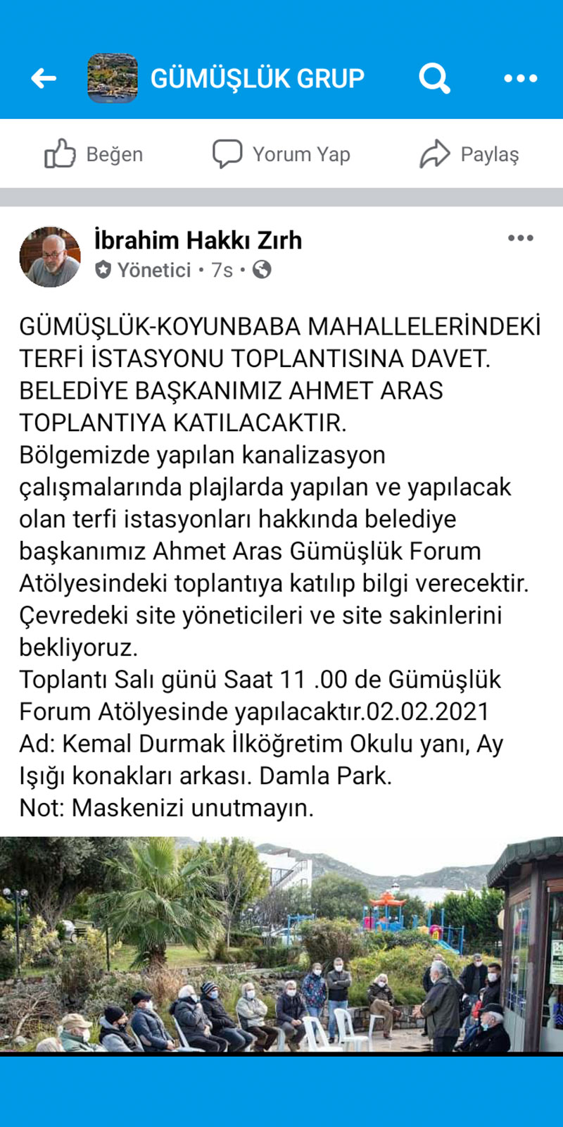 Gümüşlük Grup duyuru, 01.02.2021