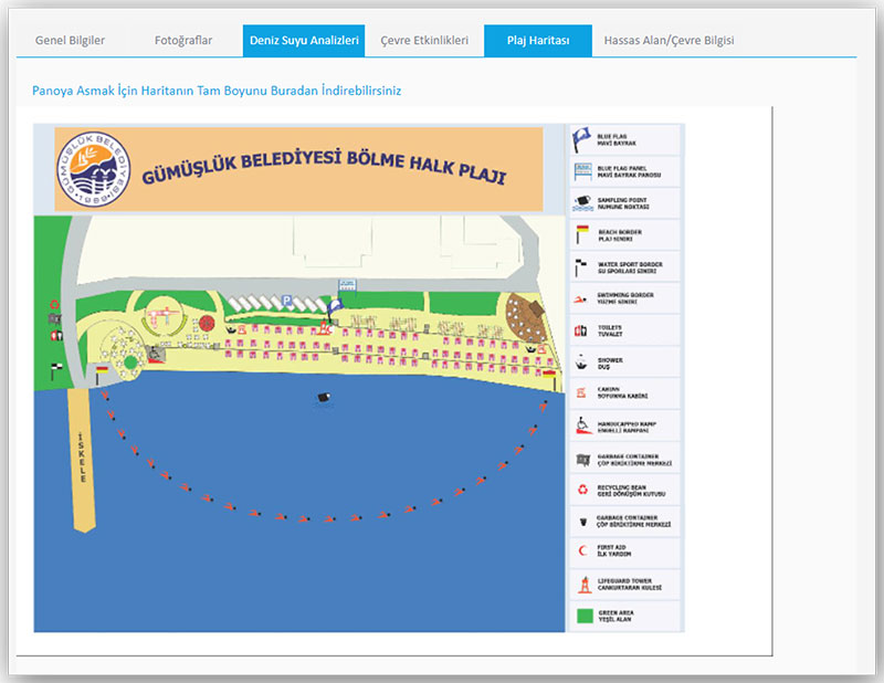 Gümüşlk Halk Plajı haritası - TÜRÇEV
