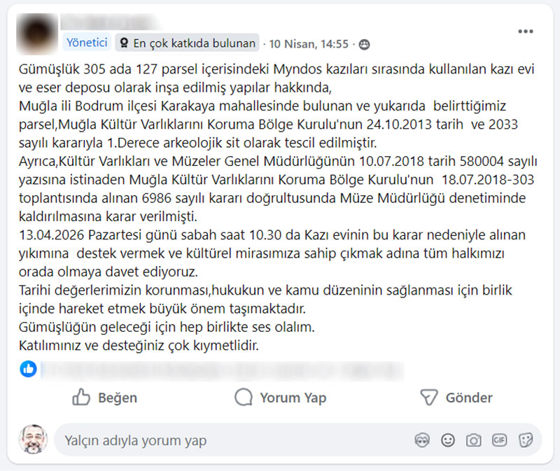 Myndos Antik Kenti kazı evi çağrısı Nisan 2026 2