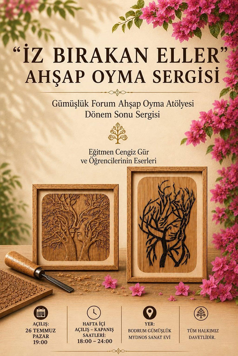 "İz bırakan eller" ahşap oyma sergisi, Gümüşlük - Temmuz 2026