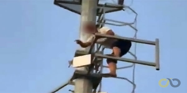 50 metrelik direğe tırmandı!..