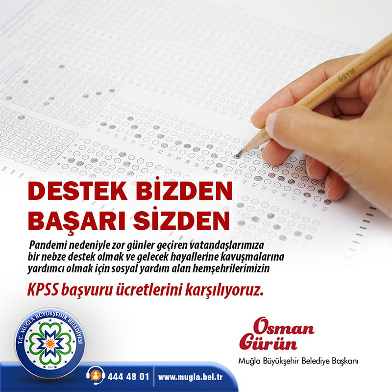 Muğla Büyükşehir KPSS başvuru ücretini ödeyecek