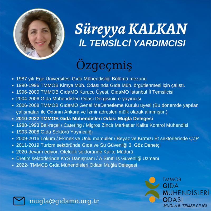 Süreyya KALKAN - Gıda Mühendisleri Odası Muğla İl Temsilci Yardımcısı