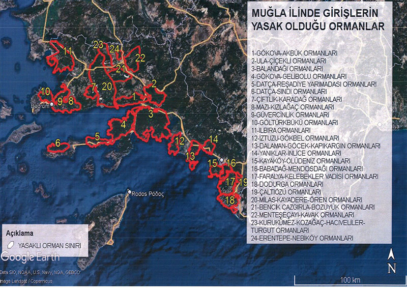 Muğla girişi yasak olan ormanlık alanlar ve mesire yerleri listesi 11