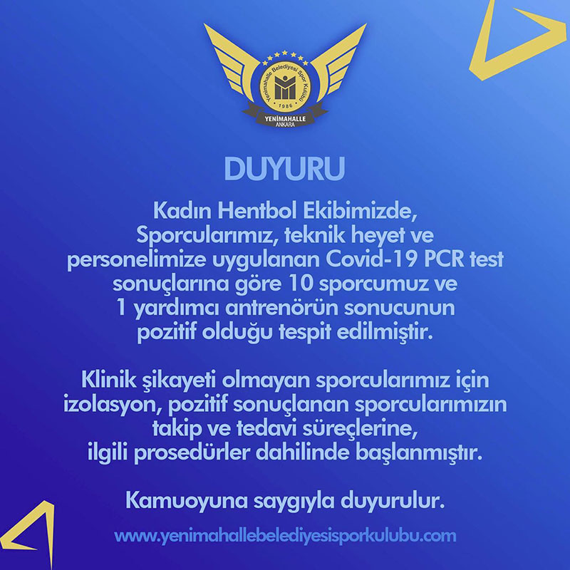 Yenimahalle Belediyespor koronavirüs açıklaması