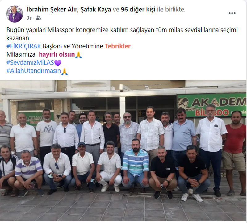 Yeni Milasspor Kulübü Başkanı Öcal Yüksel, eski başkan Fikri Çırak, Arşiv - GHA