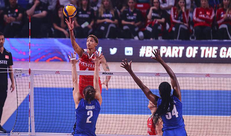 A National Women's Volleyball Team defeated ten champions