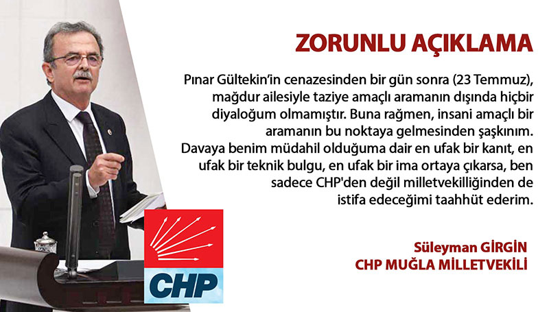 CHP Muğla Milletvekili Süleyman Girgin, Pınar Gültekin açıklaması, 28.12.2020