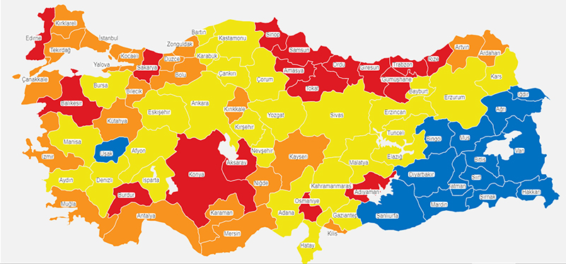 İllerin Risk Durumları Haritası- 01 Mart 2021