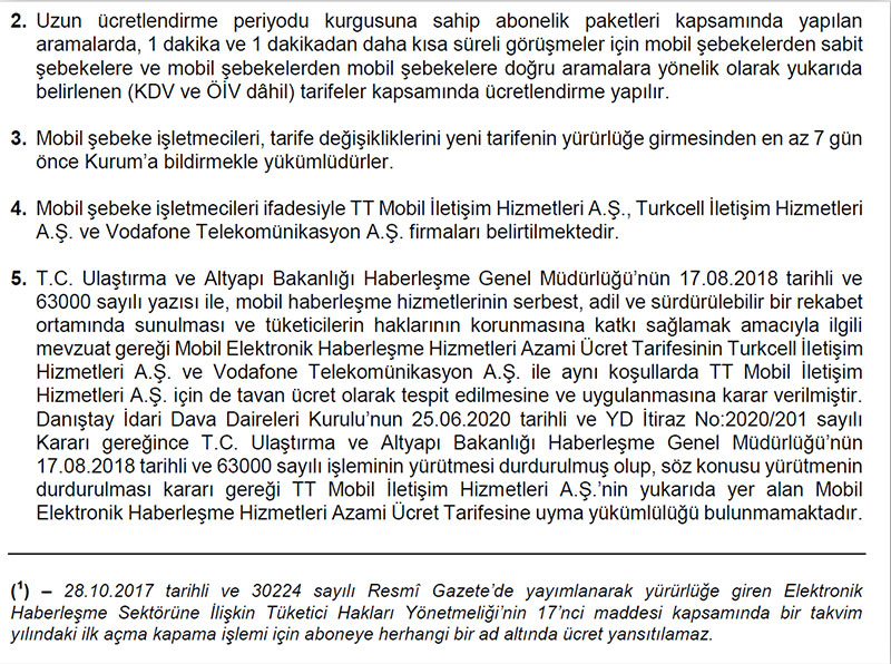 BTK’nın Erişim ve Tarifeler Dairesi Başkanlığı tarafından hazırlanan kurul kararı sayfa 3