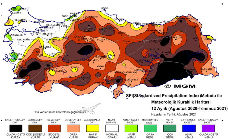 MGM Kuraklik haritasi 12 aylık