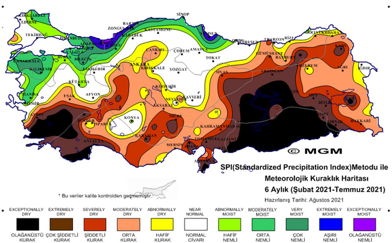 MGM Kuraklik haritasi 6 aylık