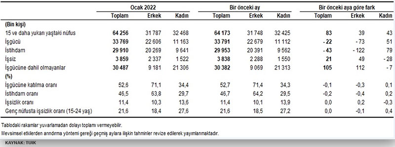 Ocak ayı işsizlik rakamları açıklandı