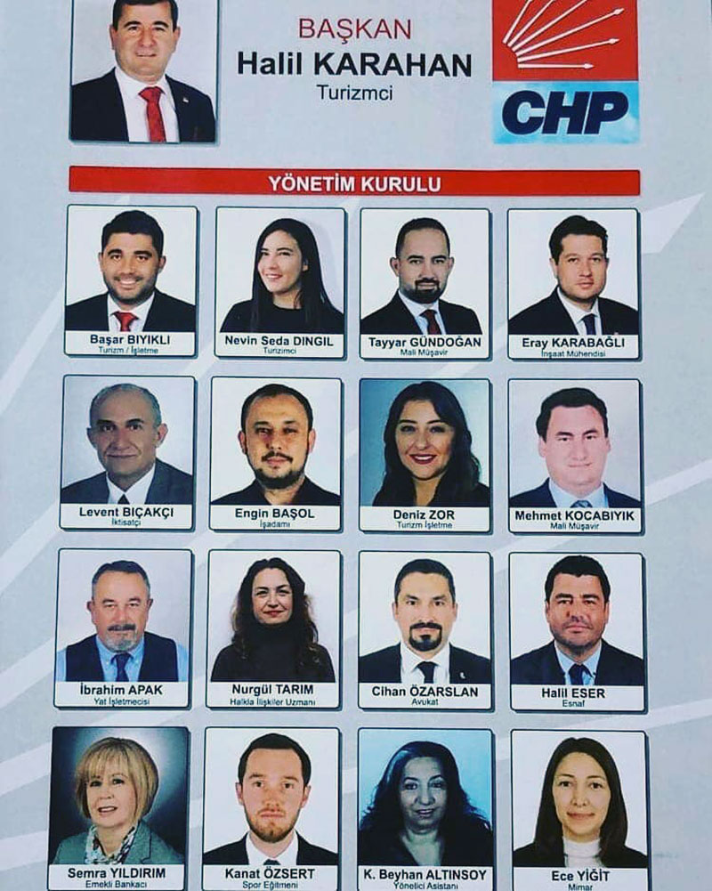 CHP Bodrum İlçe Başkanı Halil Karahan ve ilçe yönetim kurulu üyeleri