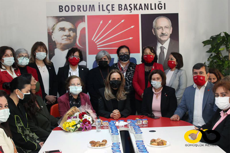 CHP Kadın Kolları Genel Başkanı Aylin Nazlıaka, CHP Bodrum ilçe Başkanlığı ziyaret, Mart 2021