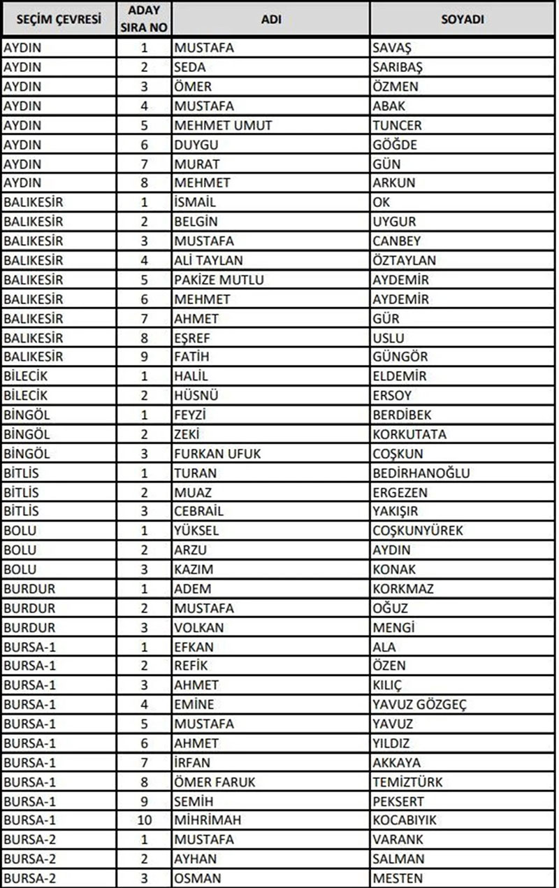 AK Parti  milletvekili adayları 2023 14 Mayıs 3