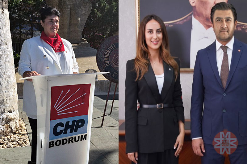 CHP Bodrum İlçe Başkanı Nurhan Fıratlı, Asuman Gülsoy, AK PArti Bodrum İlçe Başkanı Seha Ergene